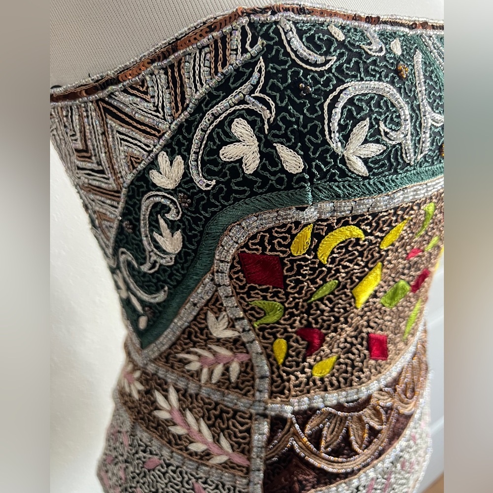 Vintage Anthropologie Aftershock Corset Cami Silk Beaded 90s Party Sexy MoneyNEW - Picture 8 of 17